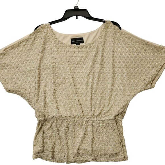 connected apparel Tops - Connected Apparel Top Size Large Beige Cold Shoulders Lined